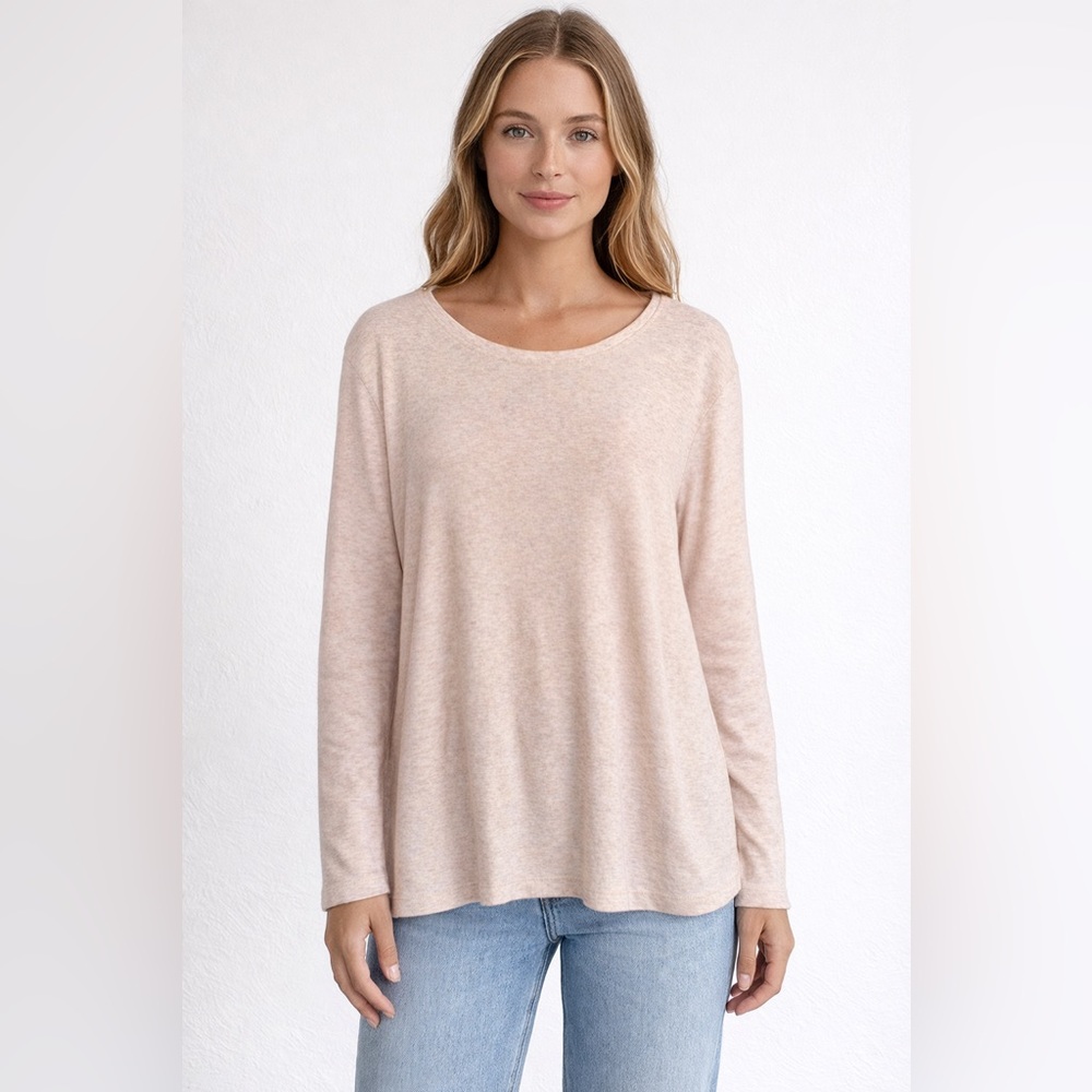 Laura Scott Classic Fit Long Sleeve Top | Size XL | Soft Beige